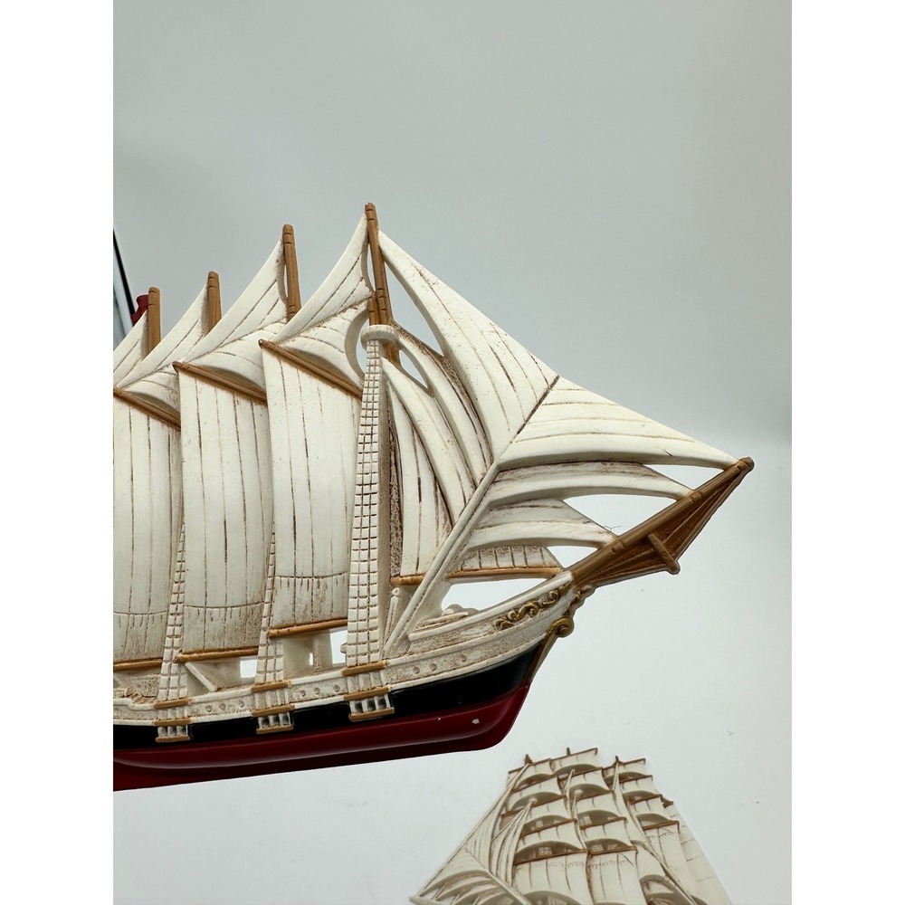 Vintage Sailing Ship Wall Decor Nautical 3D Relief Plaques Cream White Set of 2 - Picture 4 of 7